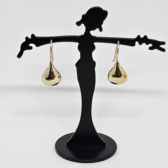 925 Sterling Silver Vermeil - Gold Plated Teardrop Drop Earrings - Picture 6 of 9